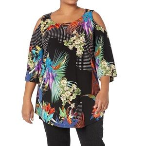 Avenue multicolor cold shoulder top. New, never worn. Very soft material!